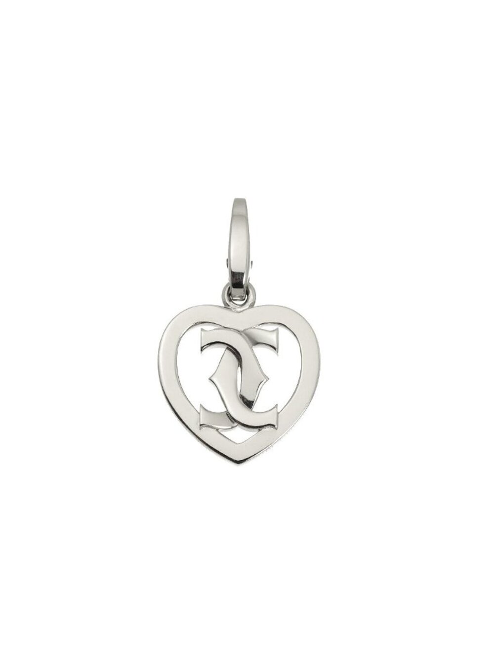 Cartier 2C Heart Pendant 18k White Gold 750 Charm